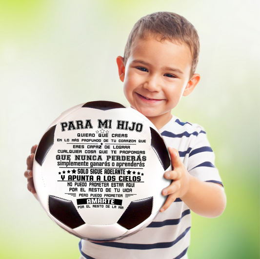 Para meu filho - Bola de futebol muito original com mensagem especial em espanhol